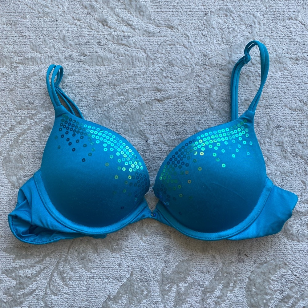 Victoria's Secret Turquoise Sequin Bra Size 32B